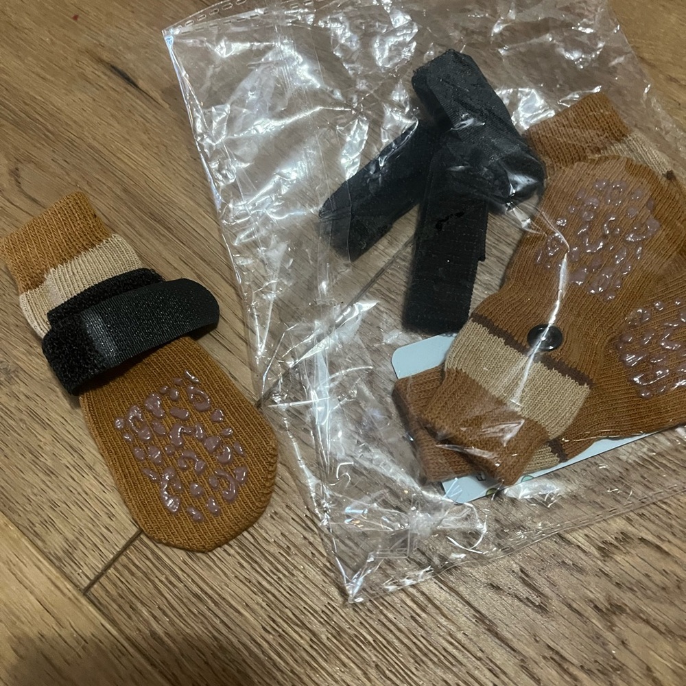 Brown and Black Pet Socks with Grip